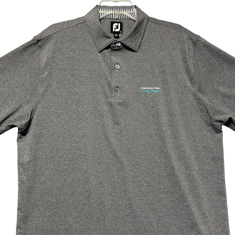 FootJoy Mens ProDry Golf Polo Shirt‎ Heather Charcoal Corvallis Club Large